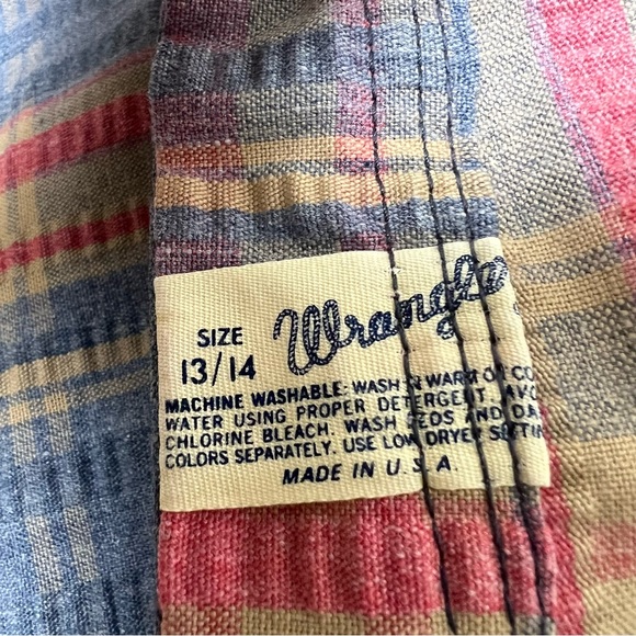 Vintage Wrangler Blue/Red Plaid 70s Seersucker High Rise Flared Pants Size 26 - Picture 6 of 6